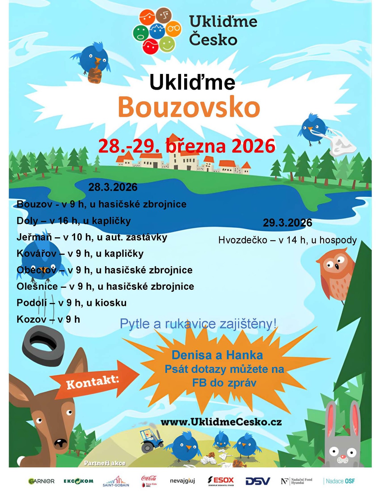 Ukliďme Bouzovsko 2026 - rozpis